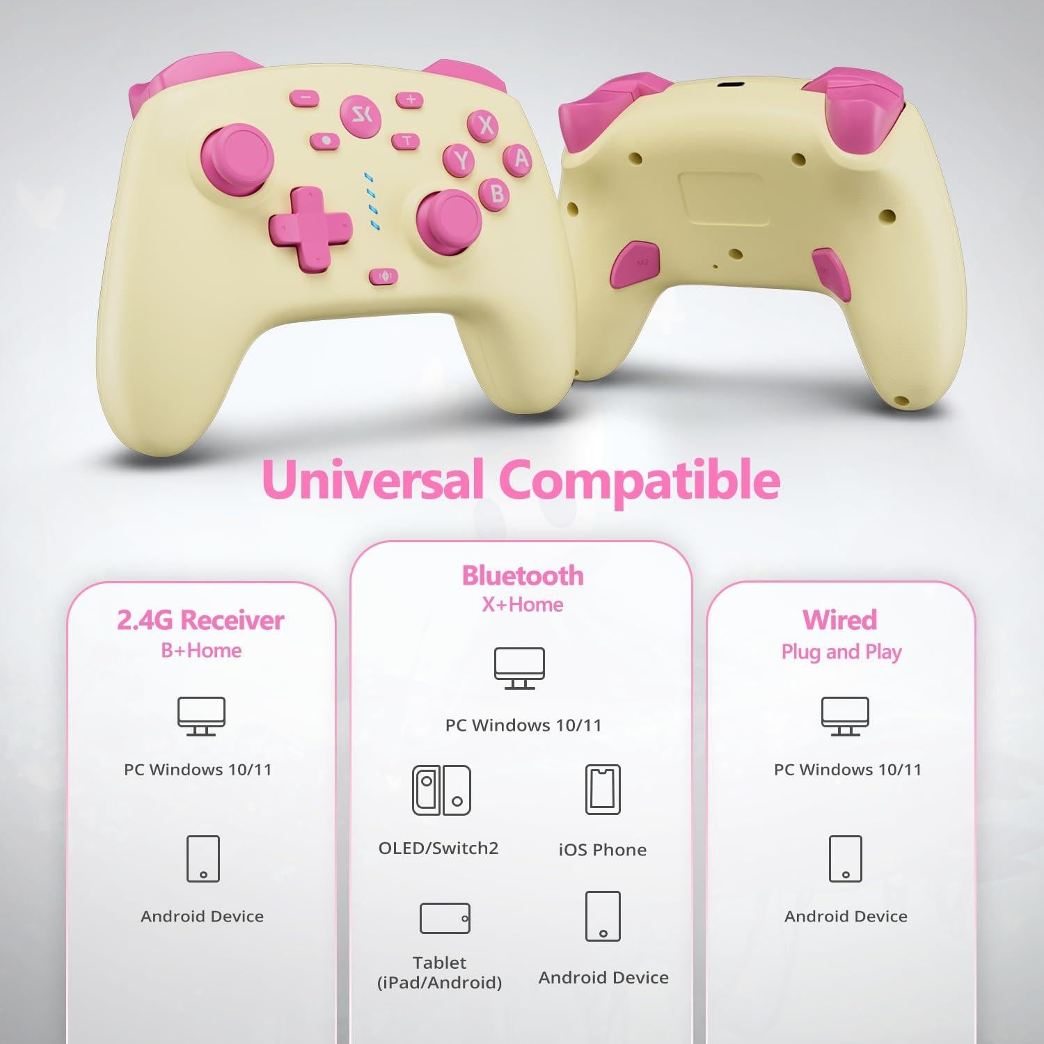 Controlador Inalámbrico CHENGDAO para Switch y PC Amarillo