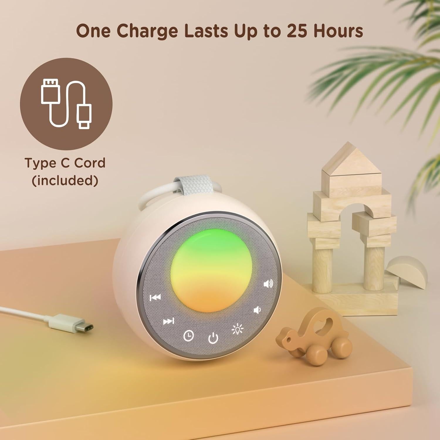 Máquina de Sonido Blanco Peakeep Portátil con Luz RGB 27 Sonidos