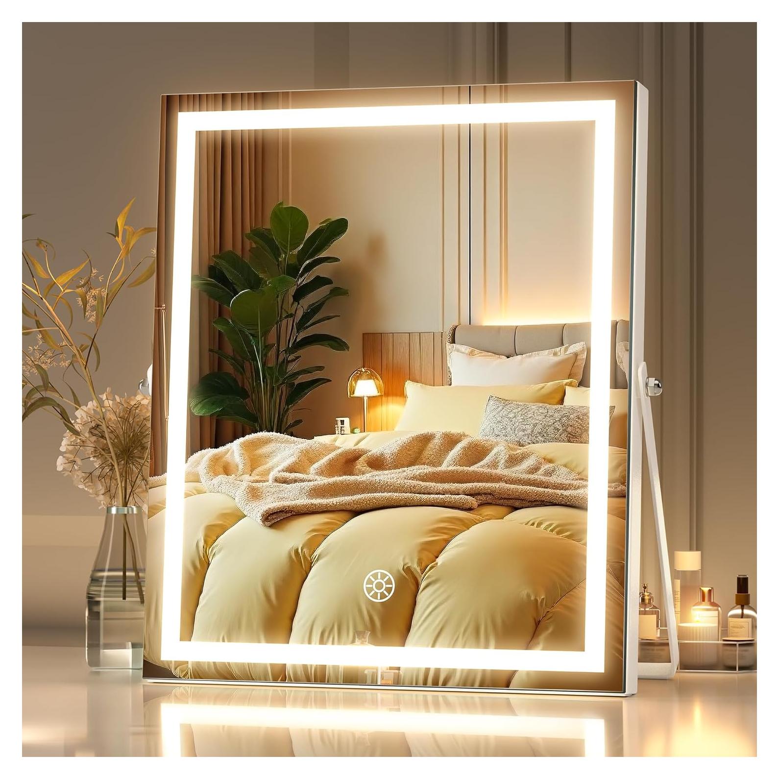 Espejo de Maquillaje MINISO LED 24.9x30.5cm con Luz Ajustable