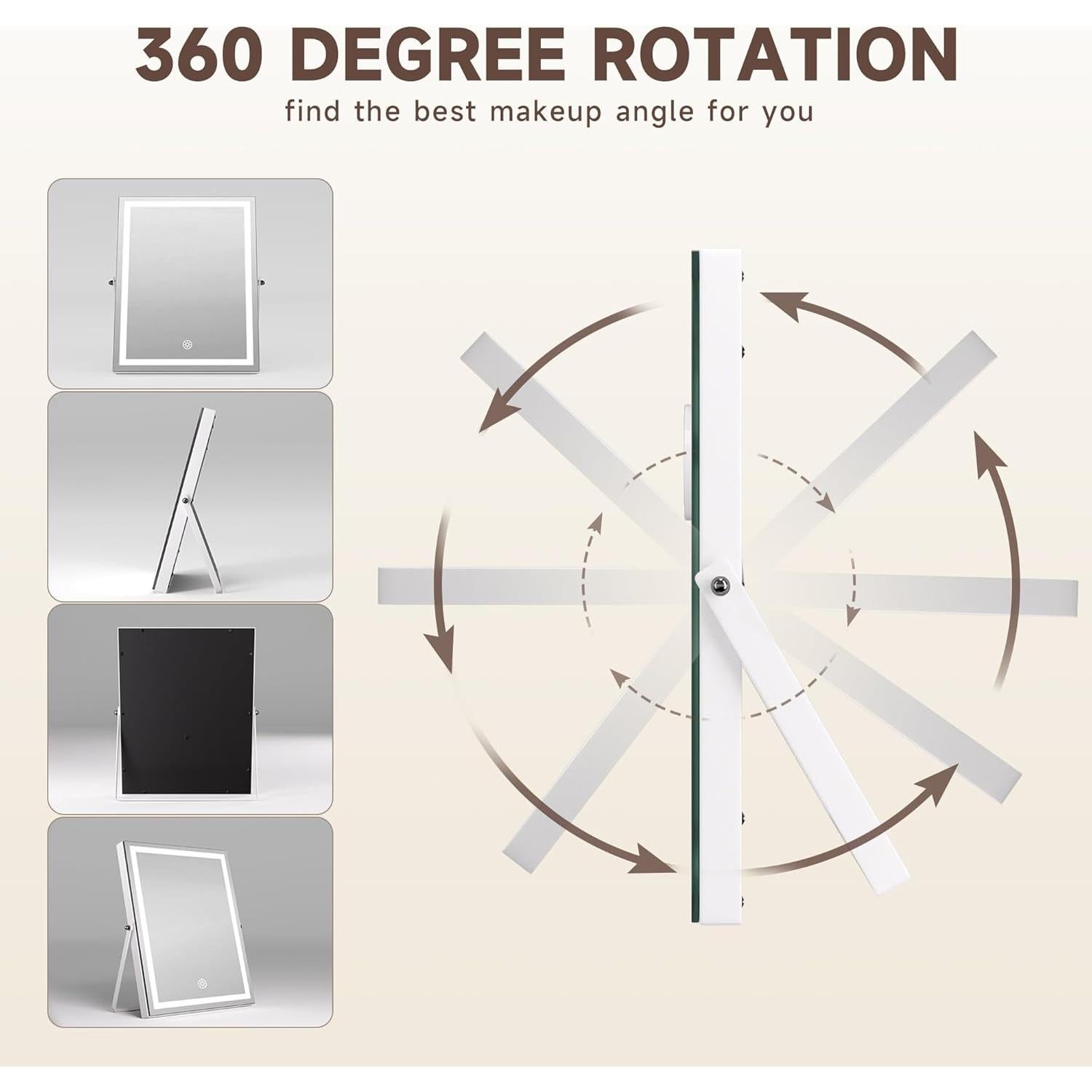 Espejo de Maquillaje MINISO LED 24.9x30.5cm con Luz Ajustable