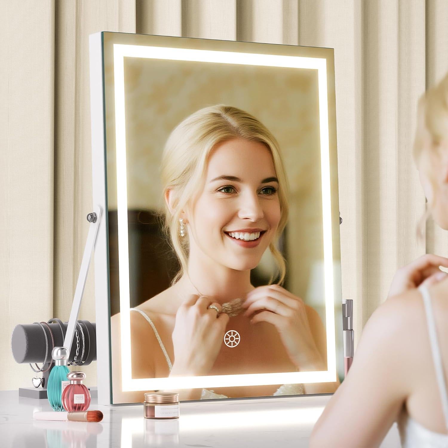 Espejo de Maquillaje MINISO LED 24.9x30.5cm con Luz Ajustable