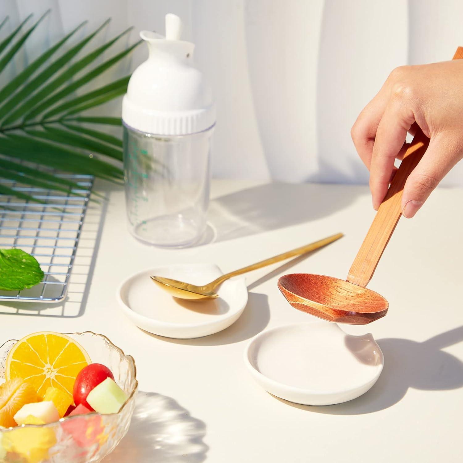 Soporte de Cuchara de Cerámica Irenare 4 Pcs Blanco 9.5 cm