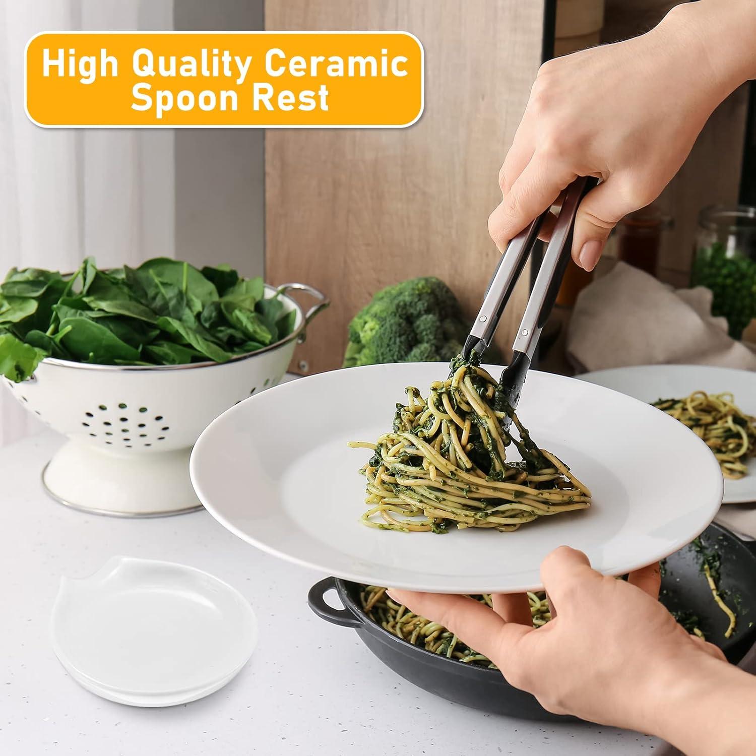 Soporte de Cuchara de Cerámica Irenare 4 Pcs Blanco 9.5 cm