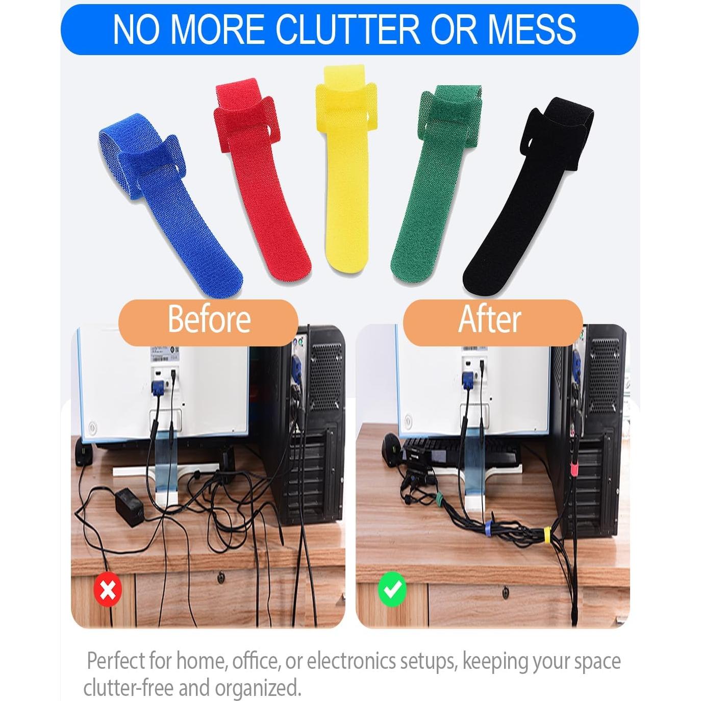 120 Sujetadores de Cable Reutilizables VCZHS 15.24 cm Multicolor