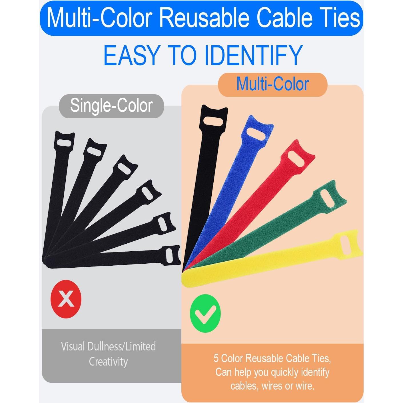 120 Sujetadores de Cable Reutilizables VCZHS 15.24 cm Multicolor