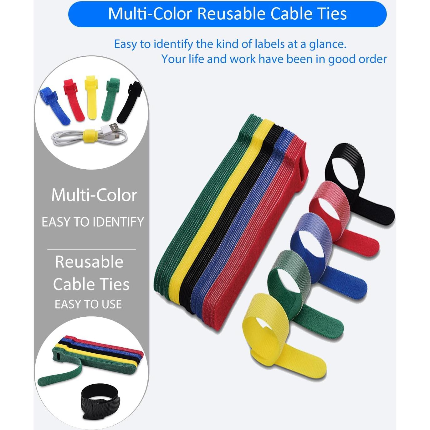 120 Sujetadores de Cable Reutilizables VCZHS 15.24 cm Multicolor