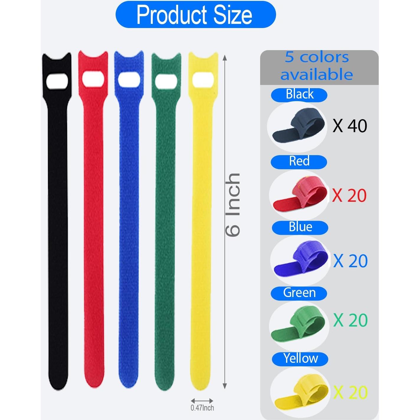 120 Sujetadores de Cable Reutilizables VCZHS 15.24 cm Multicolor