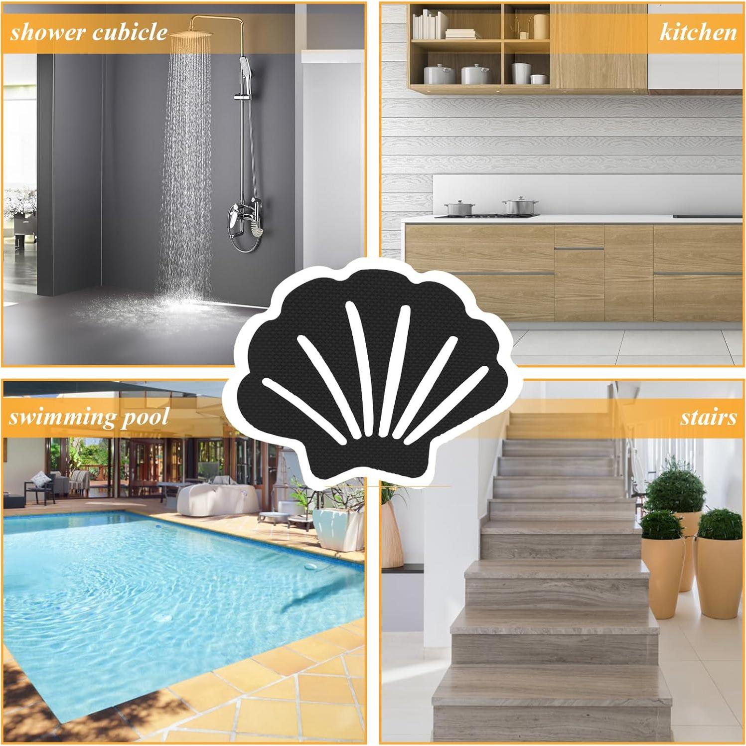 Calcomanías Antideslizantes para Baño Coufce - 12 Piezas Negro