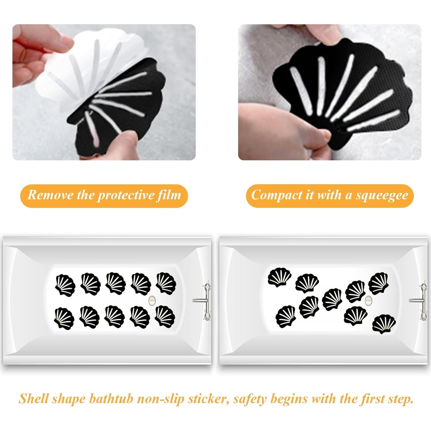 Calcomanías Antideslizantes para Baño Coufce - 12 Piezas Negro