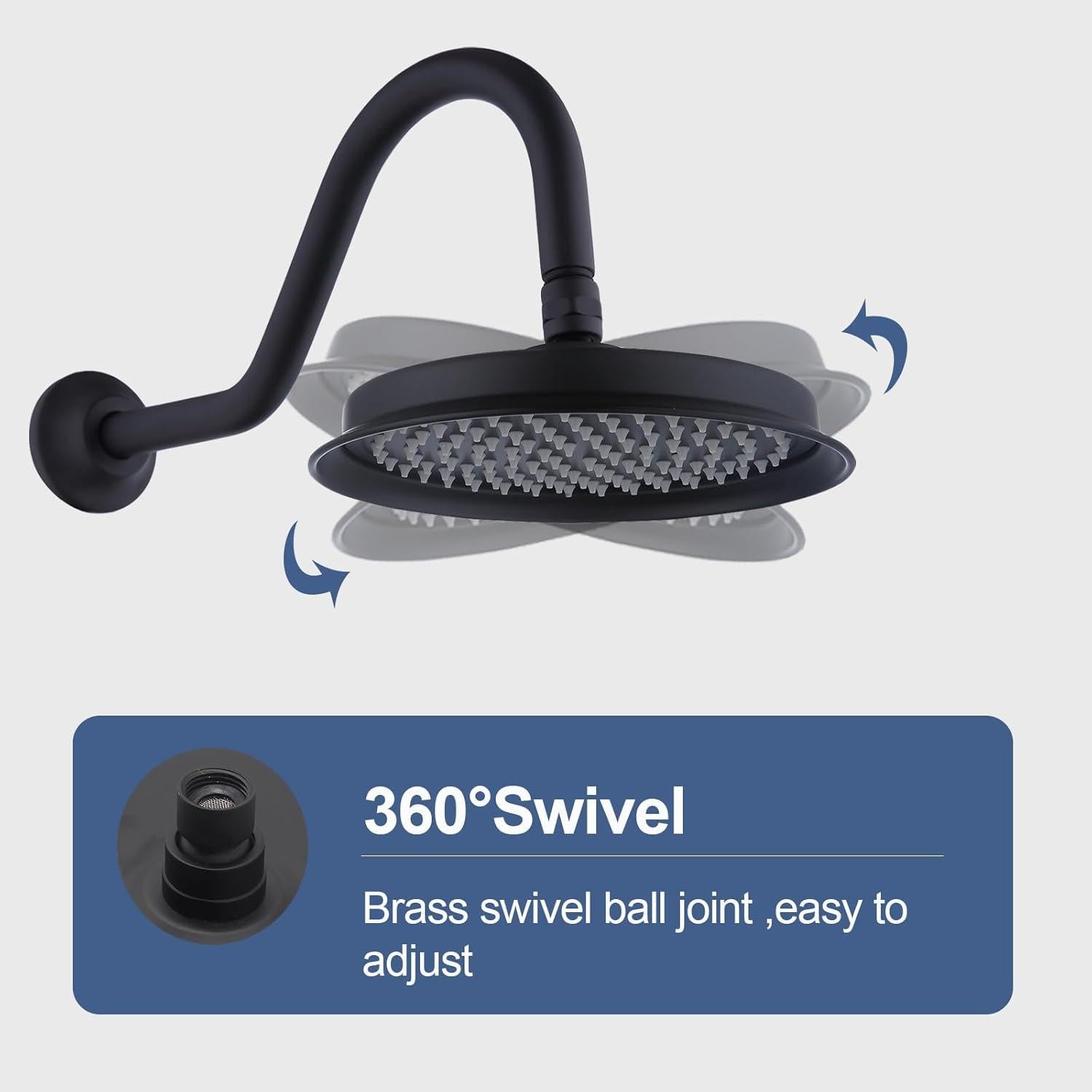 Cabezal de Ducha de Lluvia Drettyer 9" Antiguo con Brazo Curvado