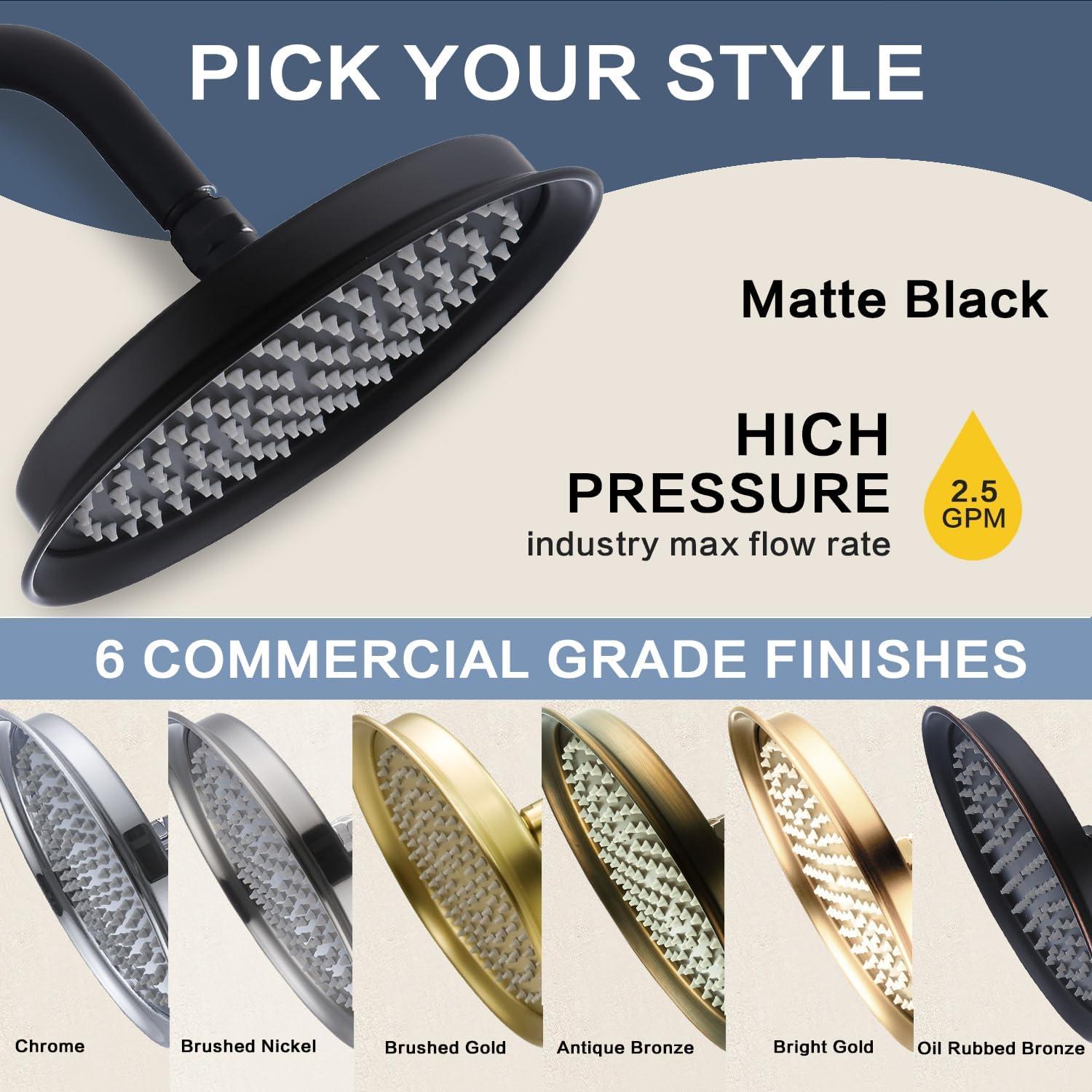 Cabezal de Ducha de Lluvia Drettyer 9" Antiguo con Brazo Curvado