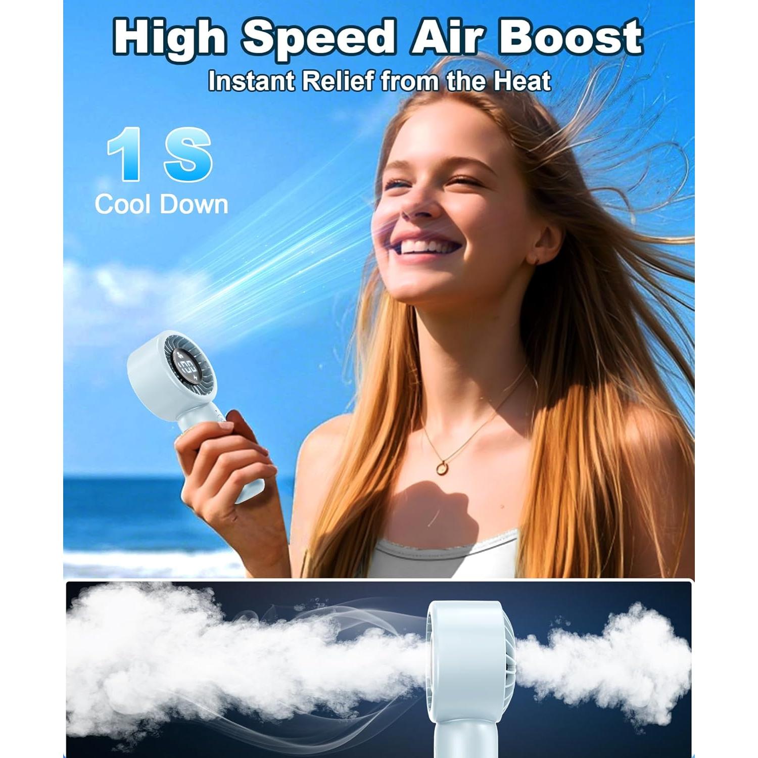 Ventilador de Mano BEYYON F2520 Turbo Recargable LED 10m