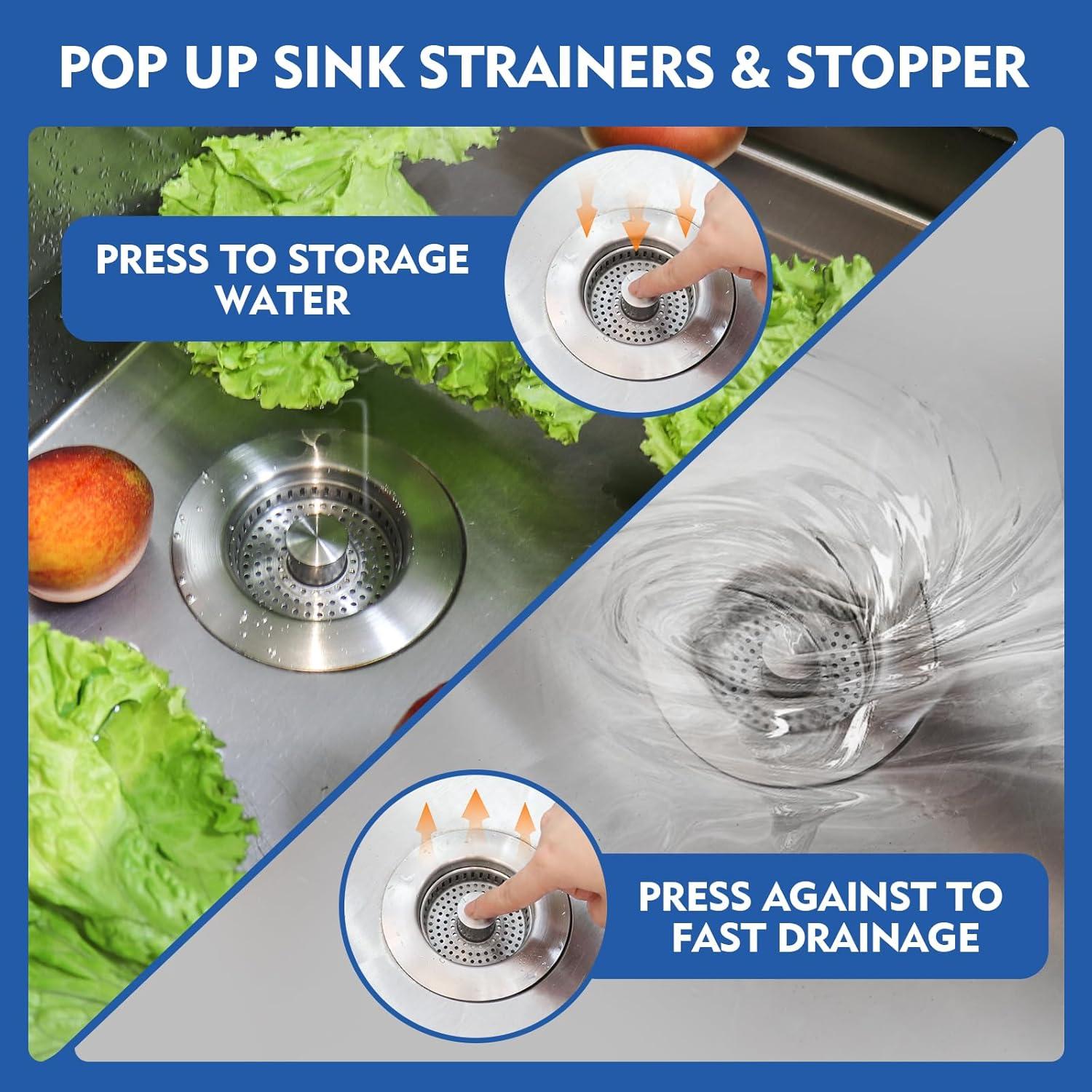 Colador de desagüe de fregadero 3 en 1 WarmSpray - Acero inoxidable