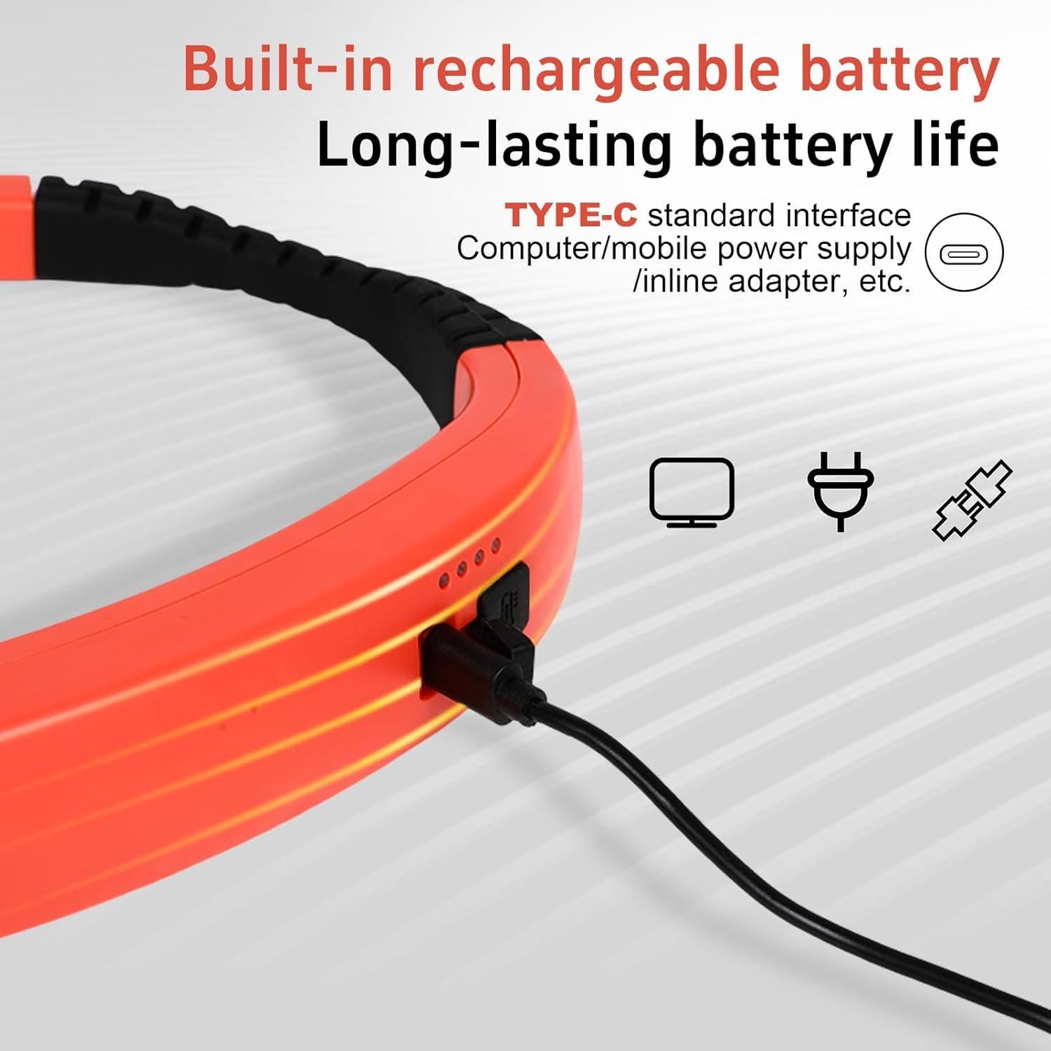 Luz de Lectura para el Cuello LED Naranja Recargable 80Hrs