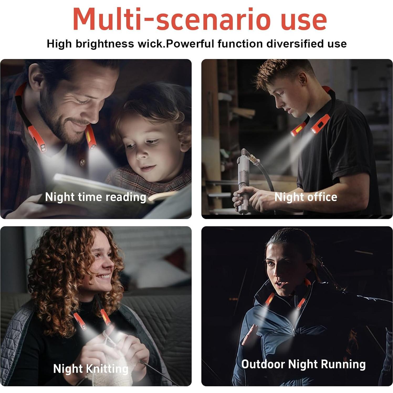 Luz de Lectura para el Cuello LED Naranja Recargable 80Hrs