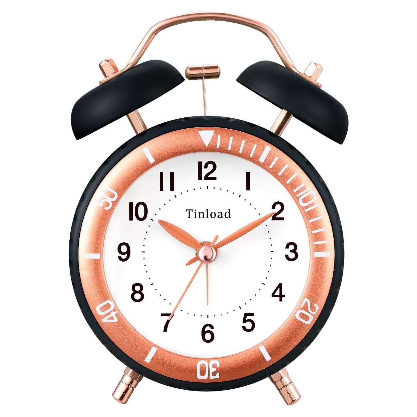 Reloj Despertador Analógico Tinload Retro Negro Sin Tic Tac