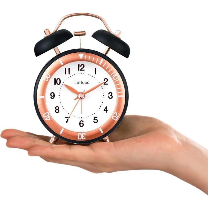 Reloj Despertador Analógico Tinload Retro Negro Sin Tic Tac