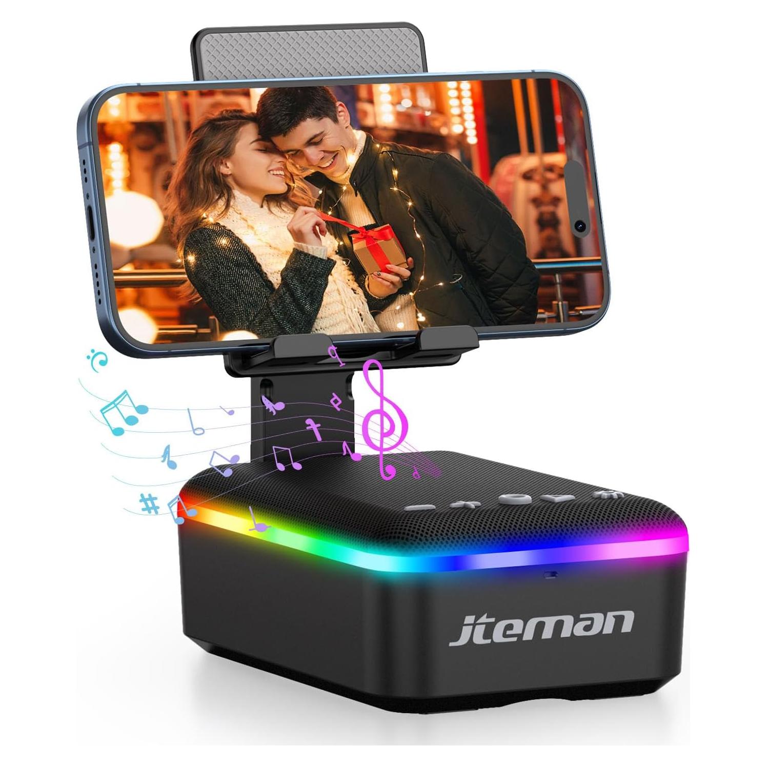 Soporte para Teléfono con Altavoz Bluetooth JTEMAN Negro