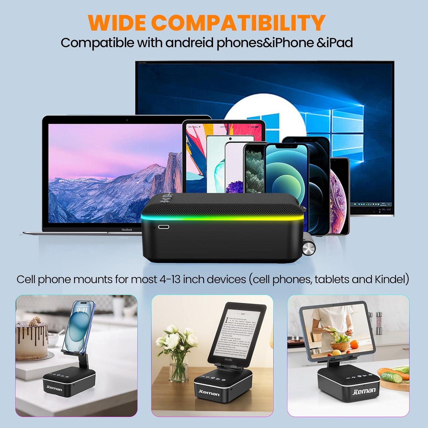 Soporte para Teléfono con Altavoz Bluetooth JTEMAN Negro