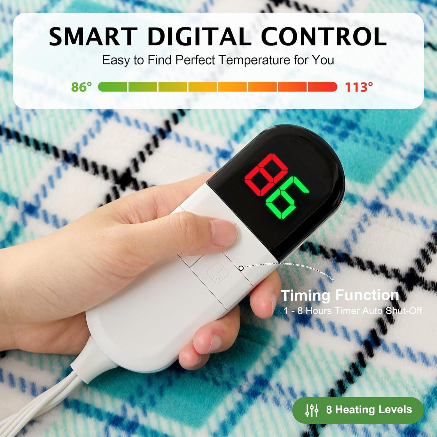 Manta Eléctrica PTQ 127x152cm Calor Rápido 8 Niveles