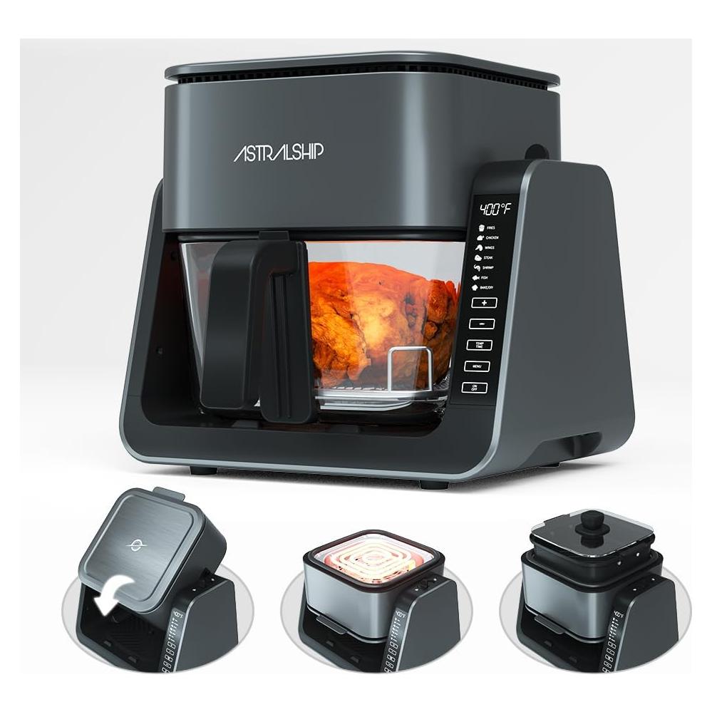 Combo Freidora de Aire y Parrilla ASTRALSHIP 4.2L Vidrio