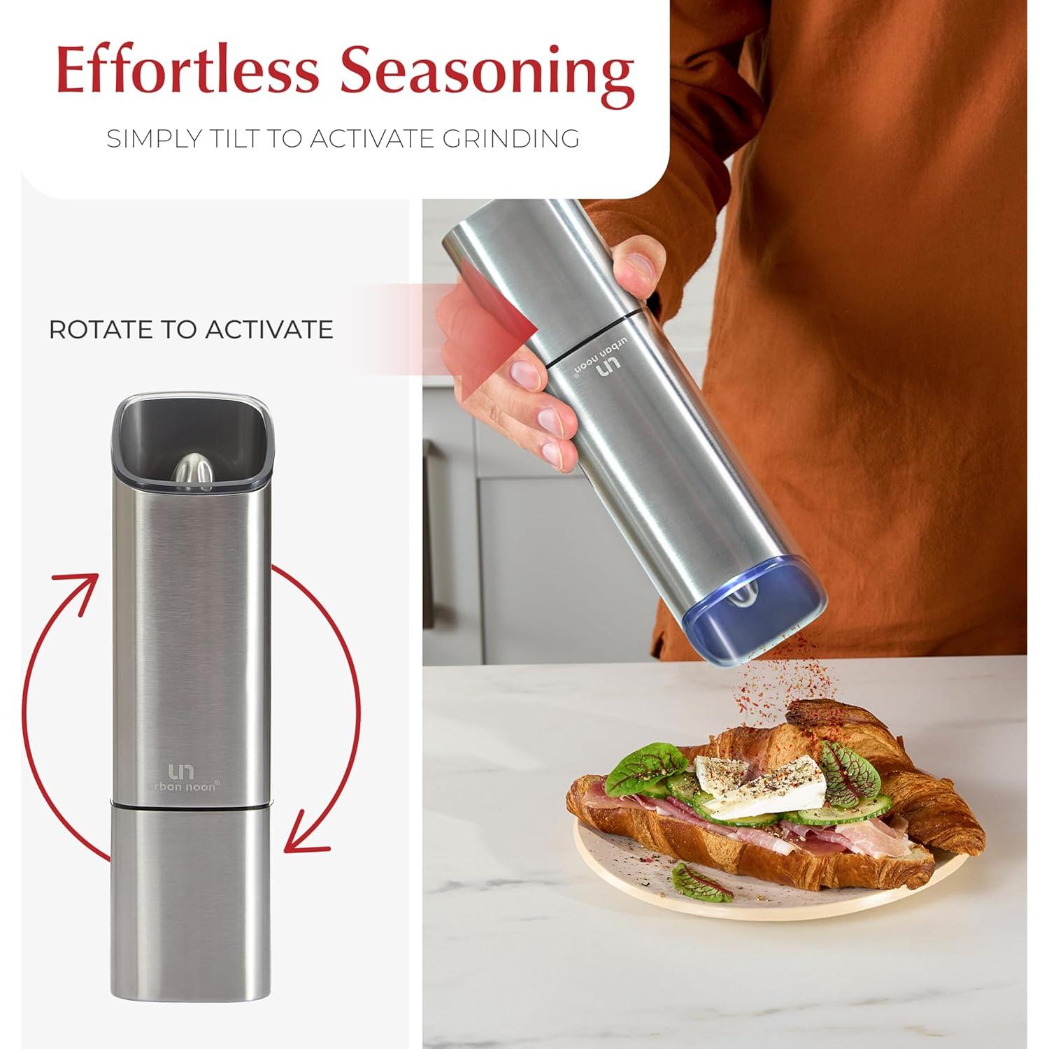 Juego de Molinillos de Sal y Pimienta Urban Noon UN12 - Eléctricos Recargables