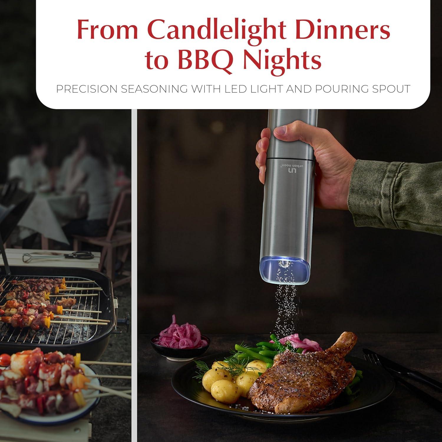 Juego de Molinillos de Sal y Pimienta Urban Noon UN12 - Eléctricos Recargables