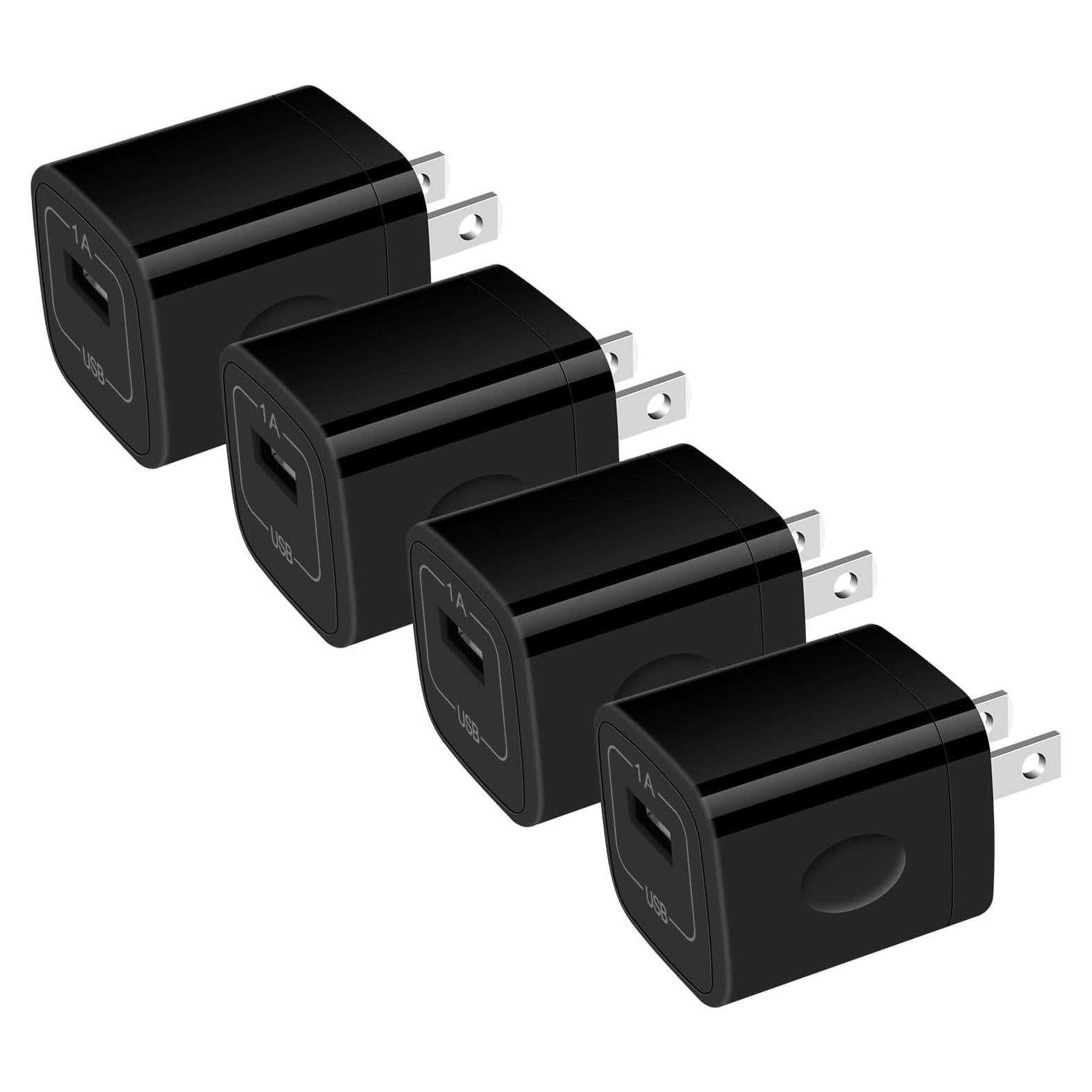 Cargador de Pared USB HOOTEK 5V 1A Paquete de 4 Negro