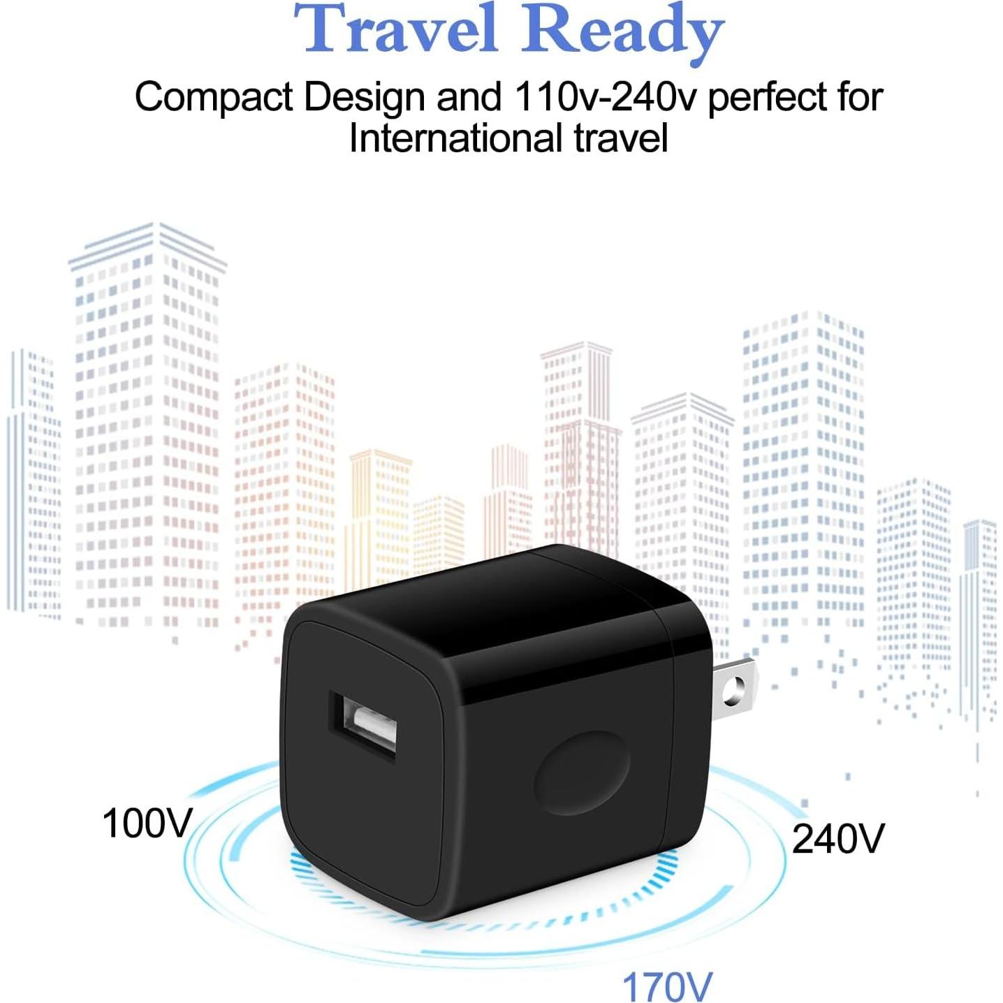 Cargador de Pared USB HOOTEK 5V 1A Paquete de 4 Negro