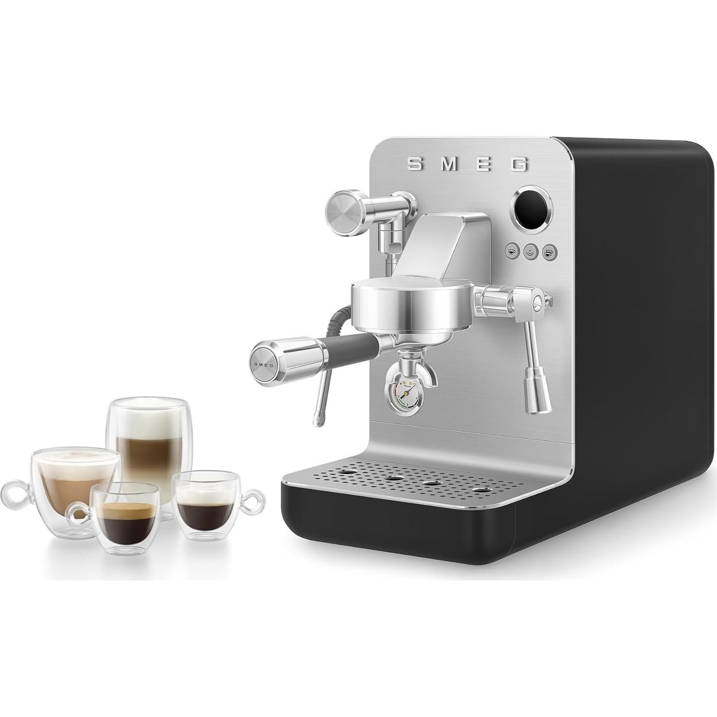 Máquina de Espresso Semi-Pro Smeg EMC02 - 15 Bar, 58mm, Negro