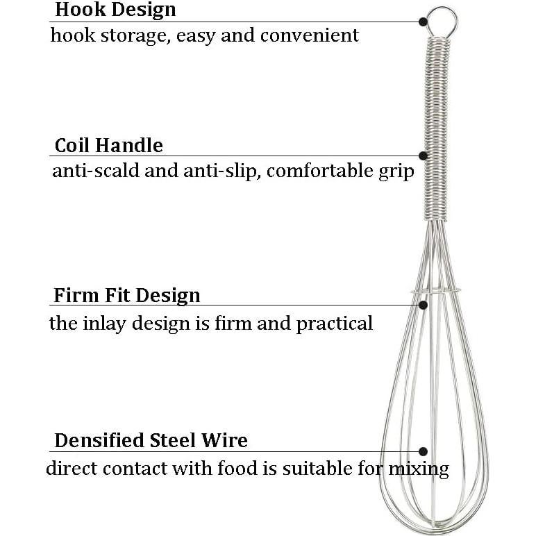 Juego de Mini Batidores de Acero Inoxidable Lelasety - 2 Piezas 12.7/17.8/20.3/25.4 cm