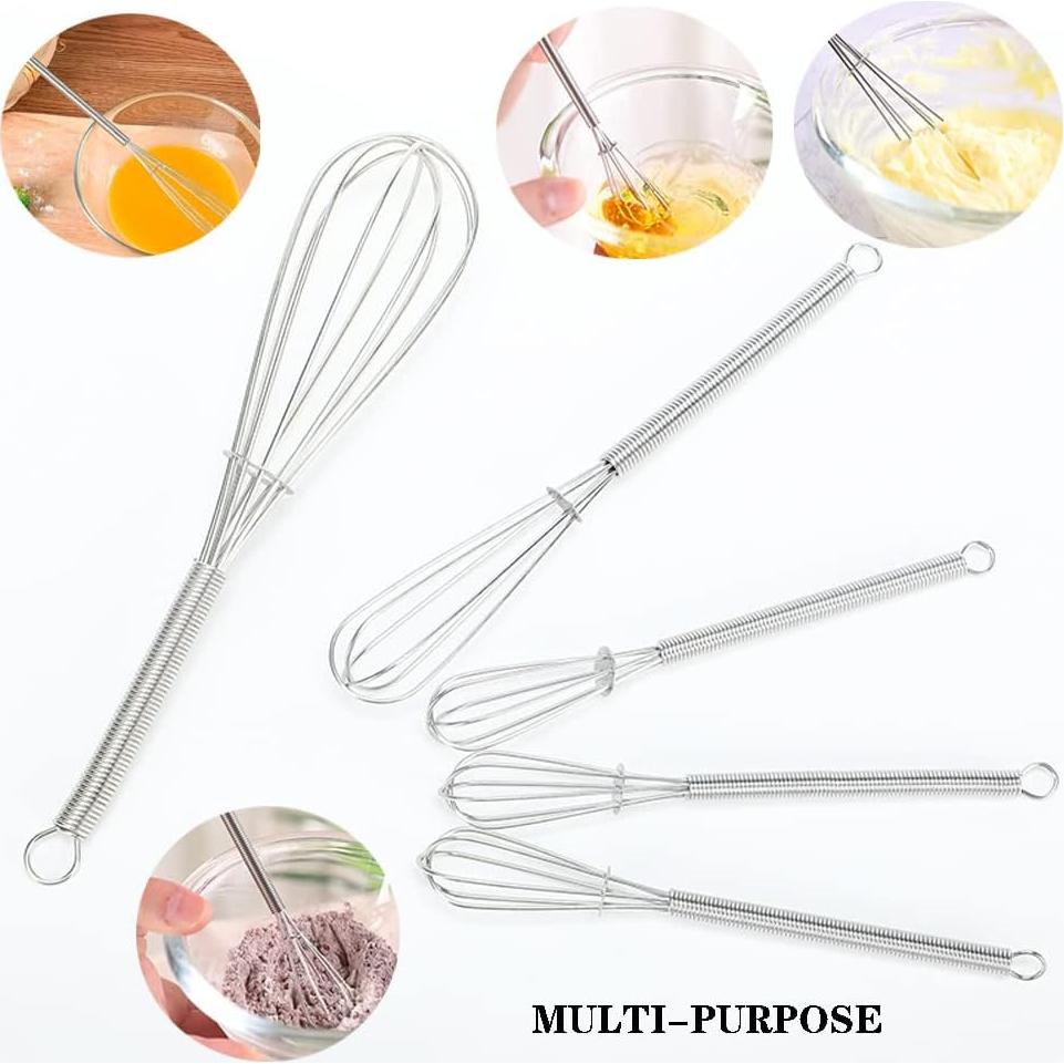 Juego de Mini Batidores de Acero Inoxidable Lelasety - 2 Piezas 12.7/17.8/20.3/25.4 cm