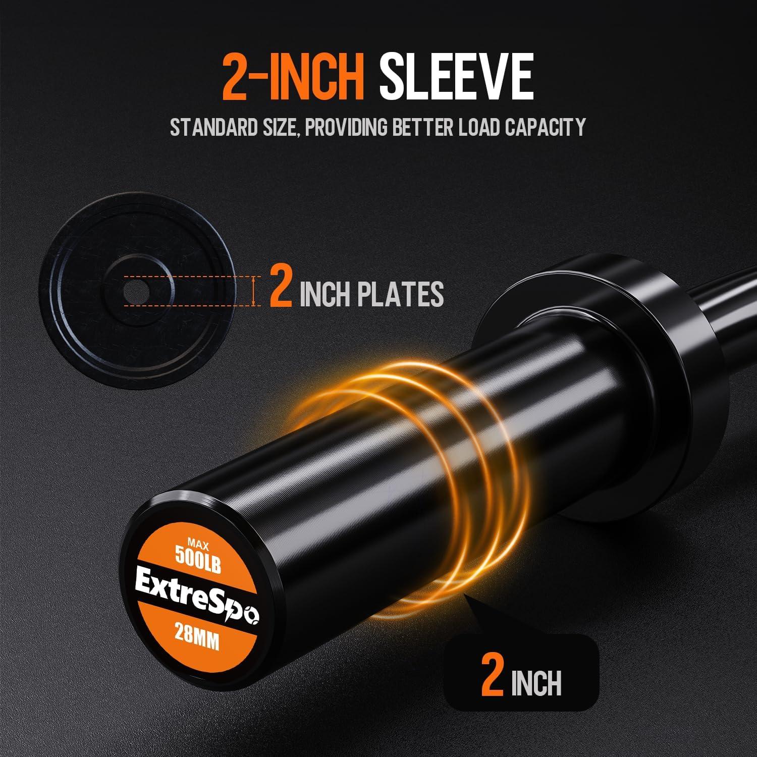 Barra Olímpica EZ Curl ExtreSpo 119.38 cm Cromada 500 kg