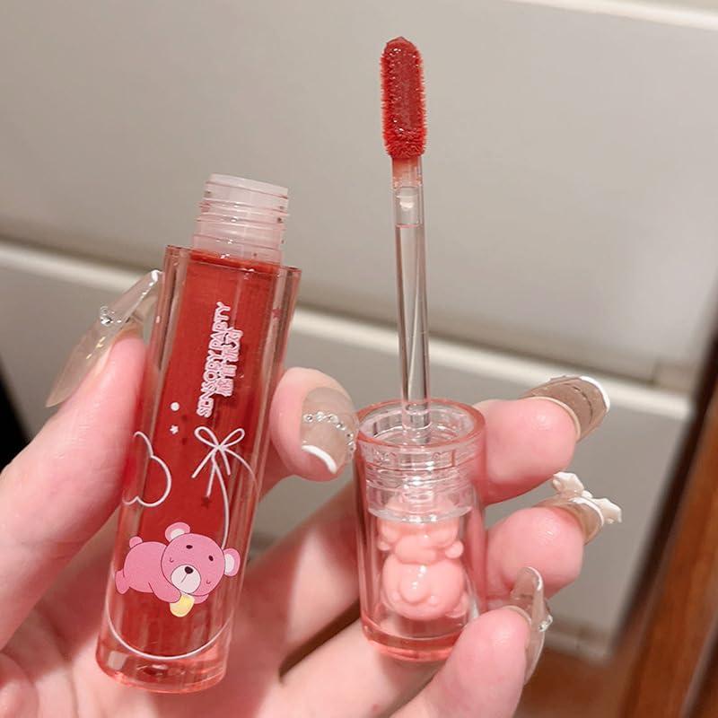 Set 2 Pcs Brillo de Labios Oso Hidratante 31 ml Larga Duración