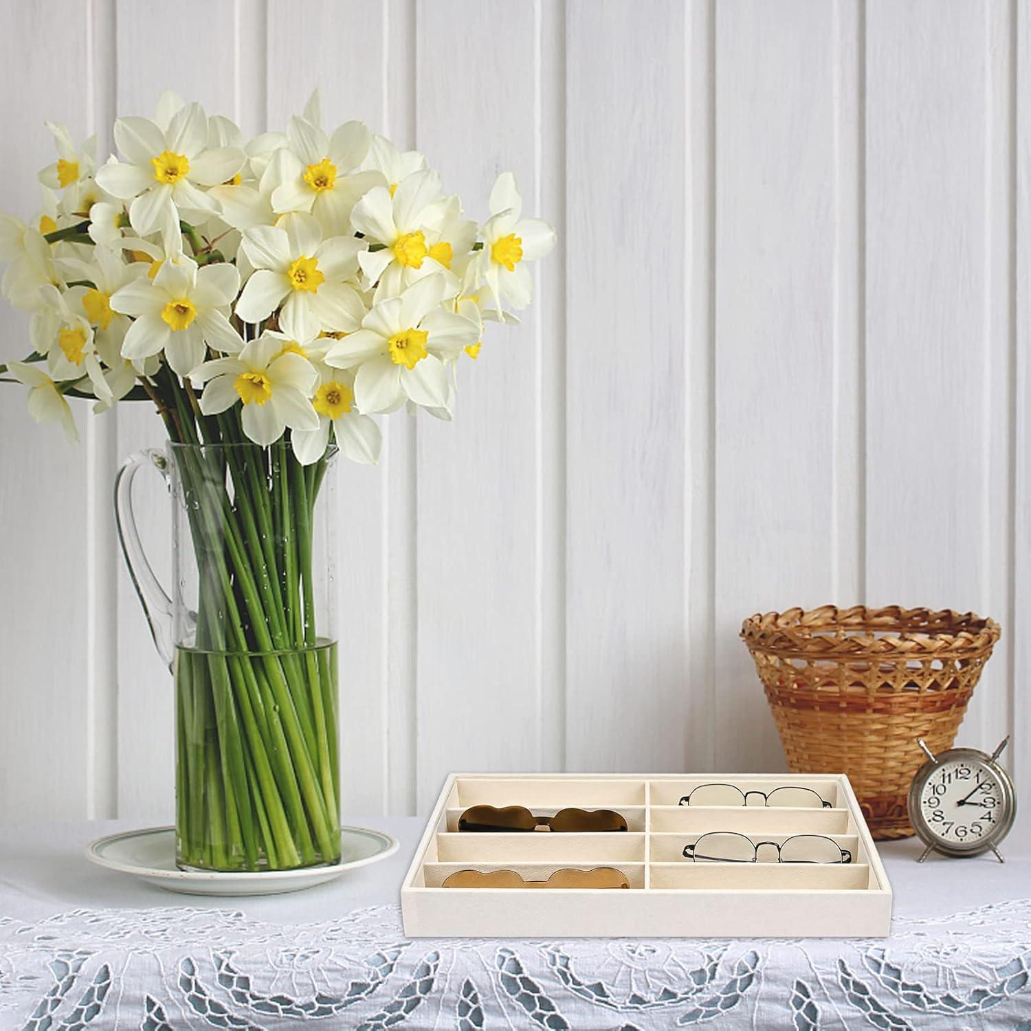 Organizador de Gafas Yoiemivy Beige - 3 Bandejas Apilables con 8 Rejillas