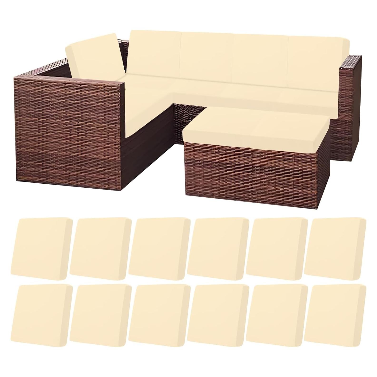 HEBE Funda de Cojines de Patio Impermeable Juego de 12 Beige