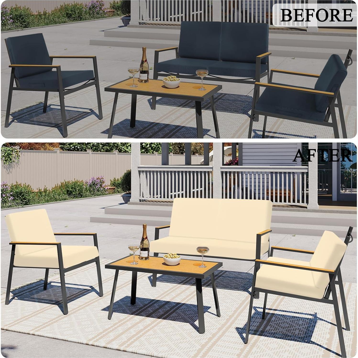 HEBE Funda de Cojines de Patio Impermeable Juego de 12 Beige