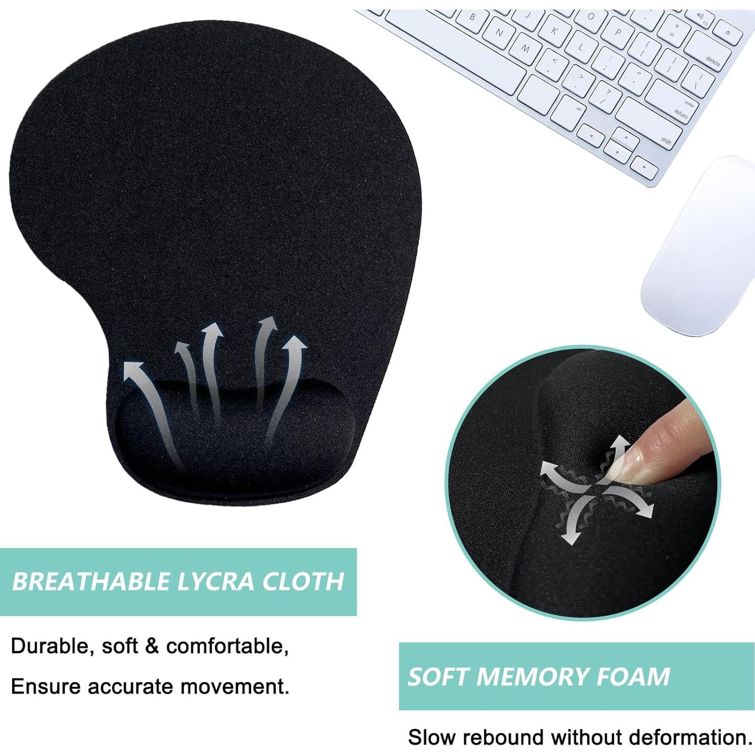 Alfombrilla de Ratón Ergonómica LIZPARE con Reposamuñecas - Negro, 2 Piezas