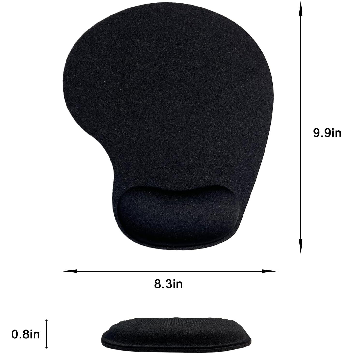 Alfombrilla de Ratón Ergonómica LIZPARE con Reposamuñecas - Negro, 2 Piezas