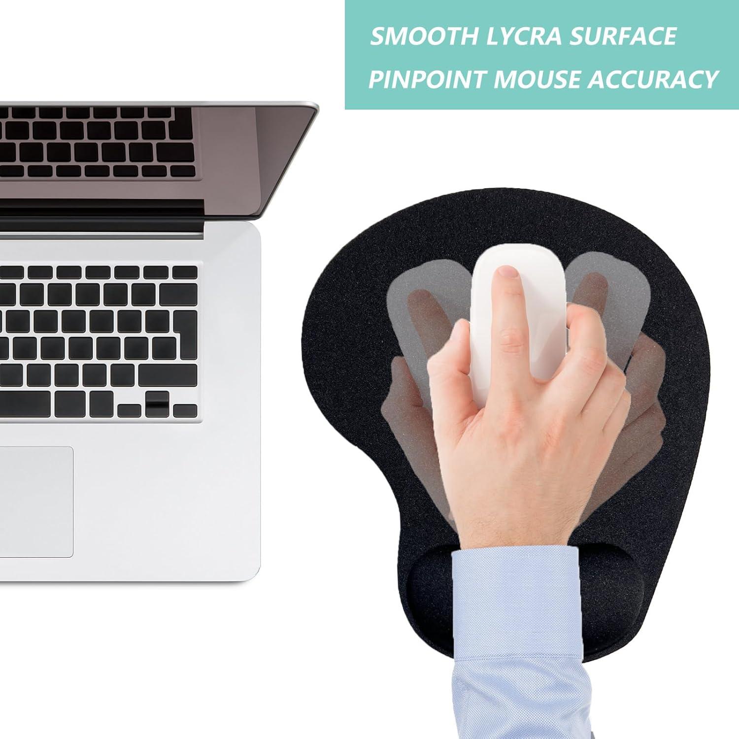 Alfombrilla de Ratón Ergonómica LIZPARE con Reposamuñecas - Negro, 2 Piezas