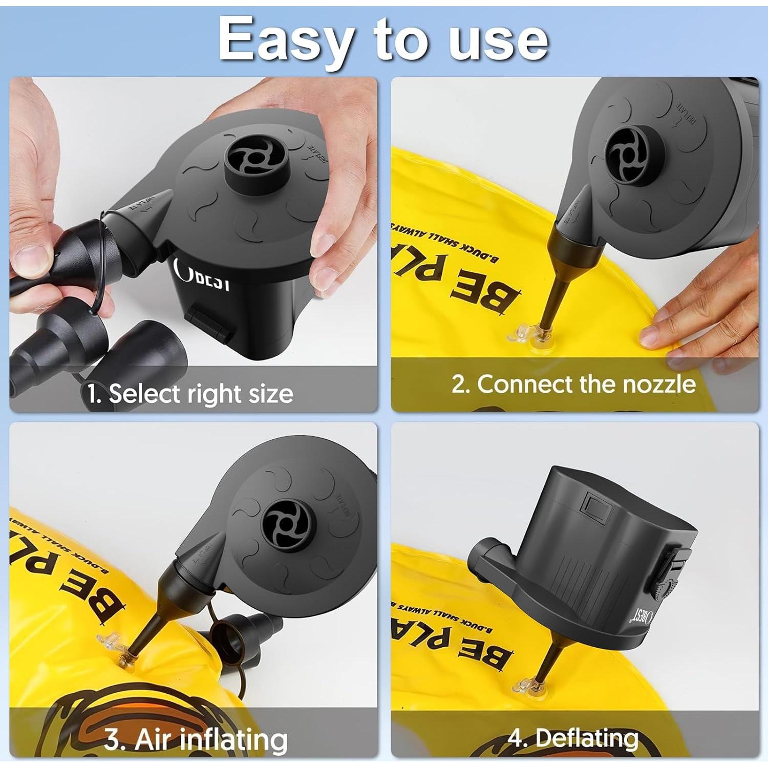 Bomba de aire eléctrica OBEST a batería 130W inflador/desinflador