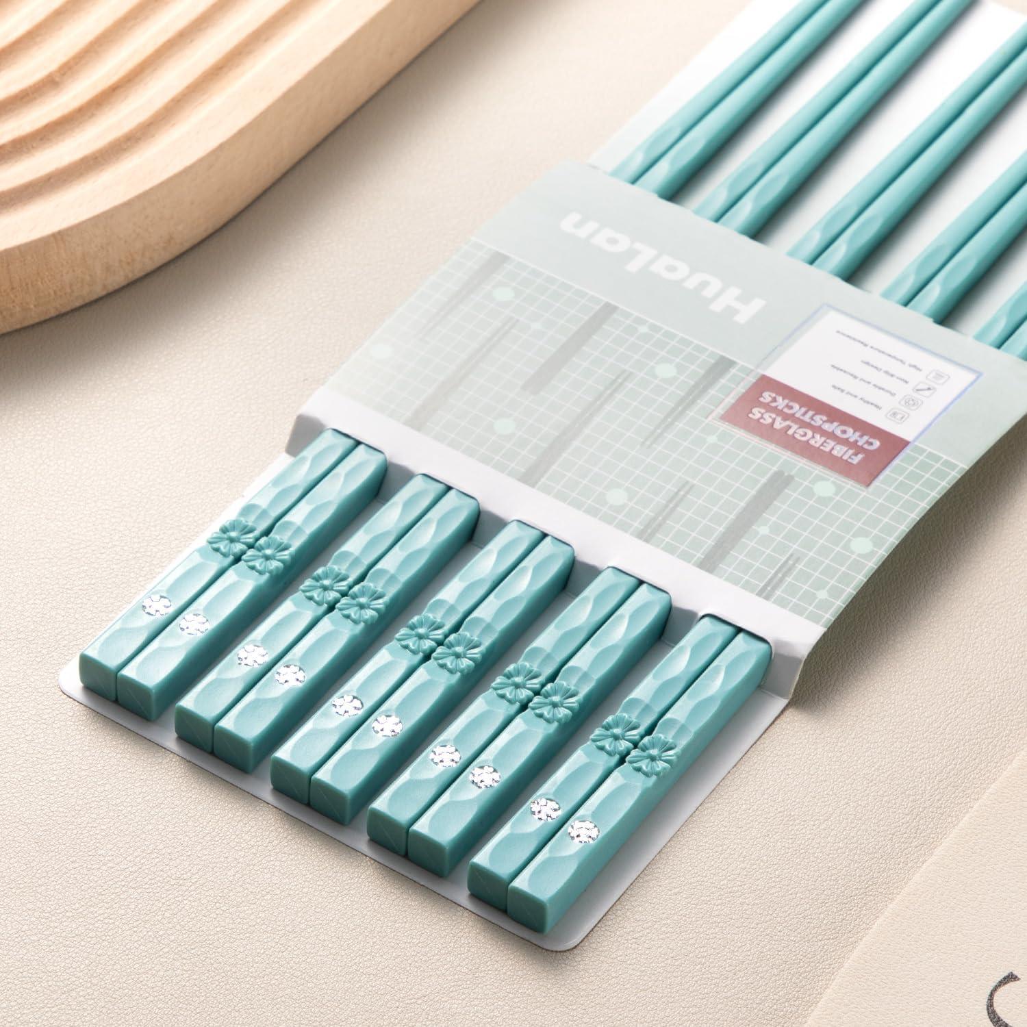 Palillos Reutilizables HuaLan Antideslizantes 25.4 cm Verde