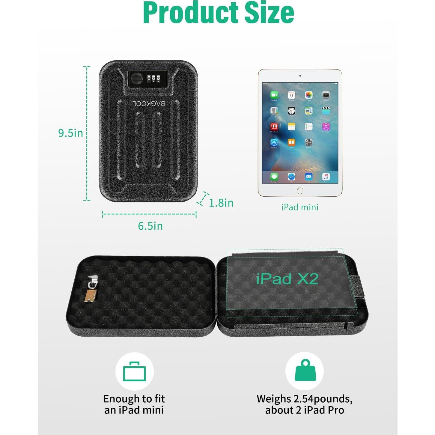 Caja de Seguridad Portátil BAGKOOL con Cerradura de Combinación 3 Dígitos