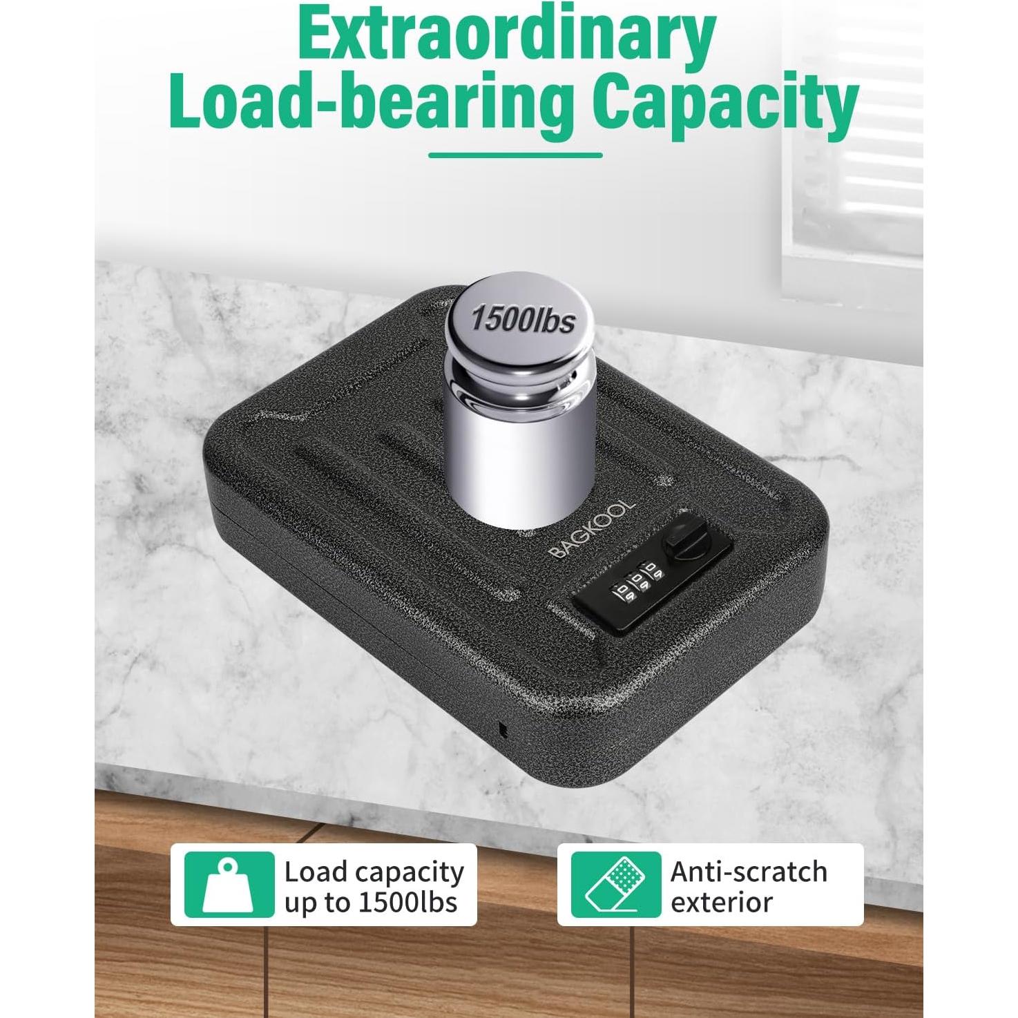 Caja de Seguridad Portátil BAGKOOL con Cerradura de Combinación 3 Dígitos