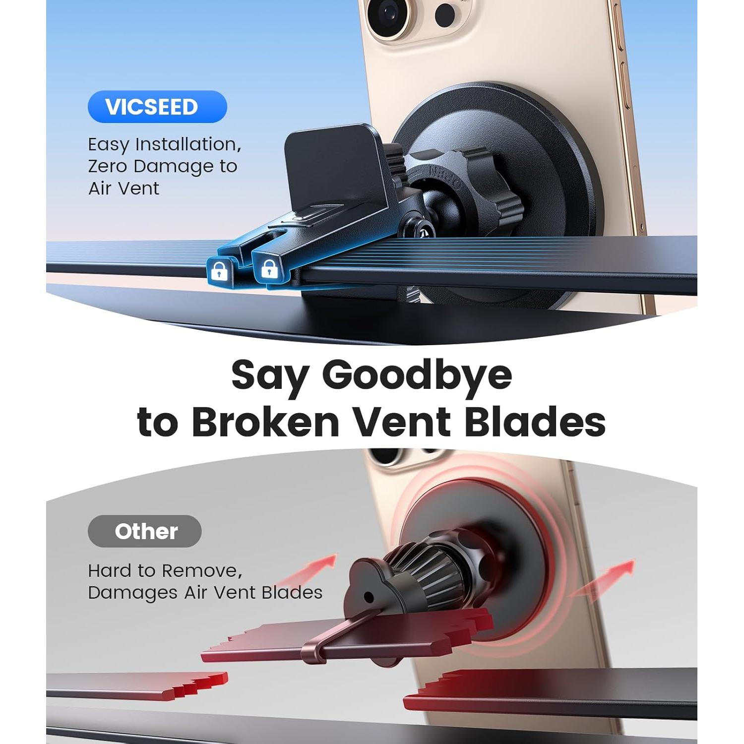 Soporte de Coche Magnético VICSEED MagSafe Rosa 360° Ajustable