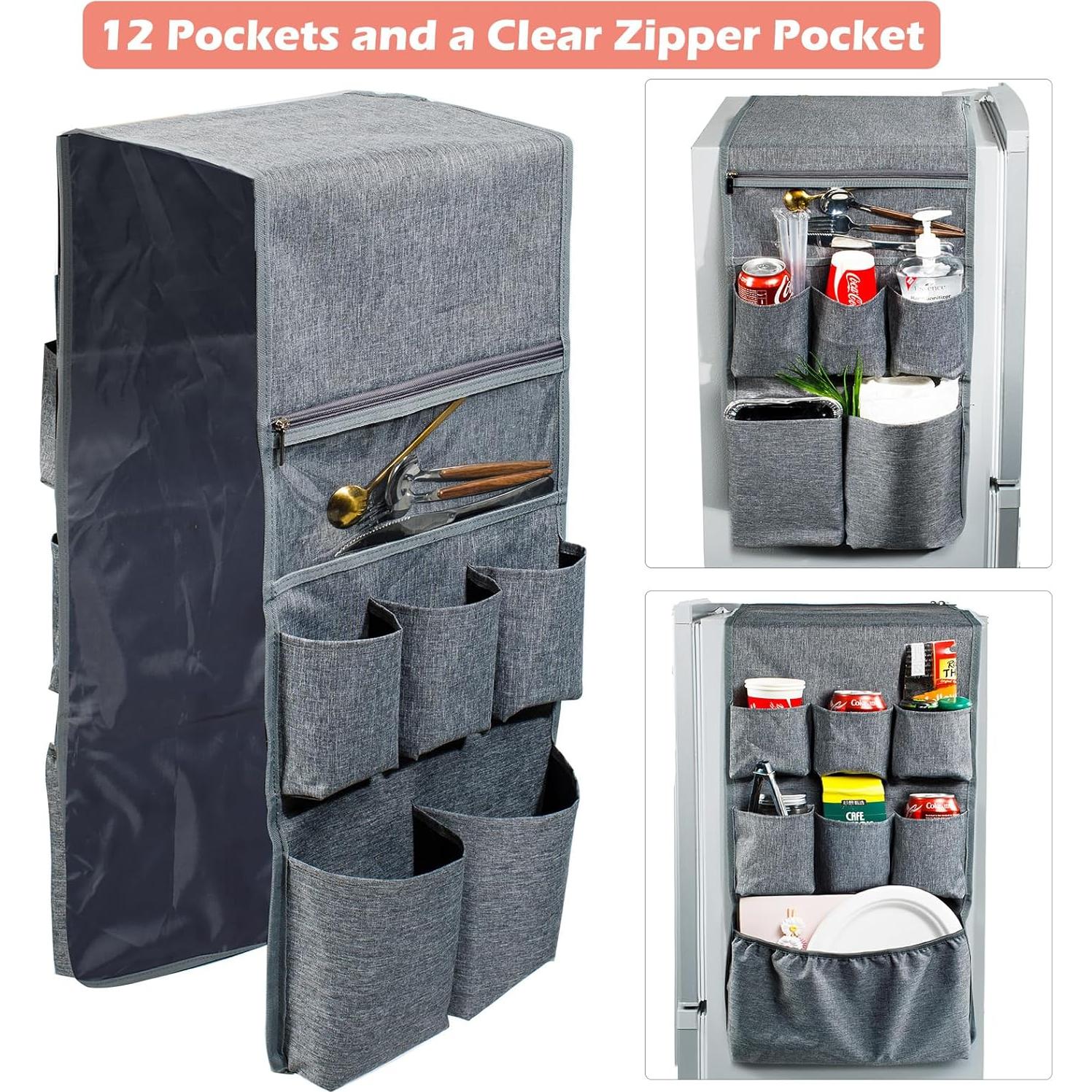 Organizador de Caddy para Refrigerador FRECOLSH 12 Bolsillos Gris