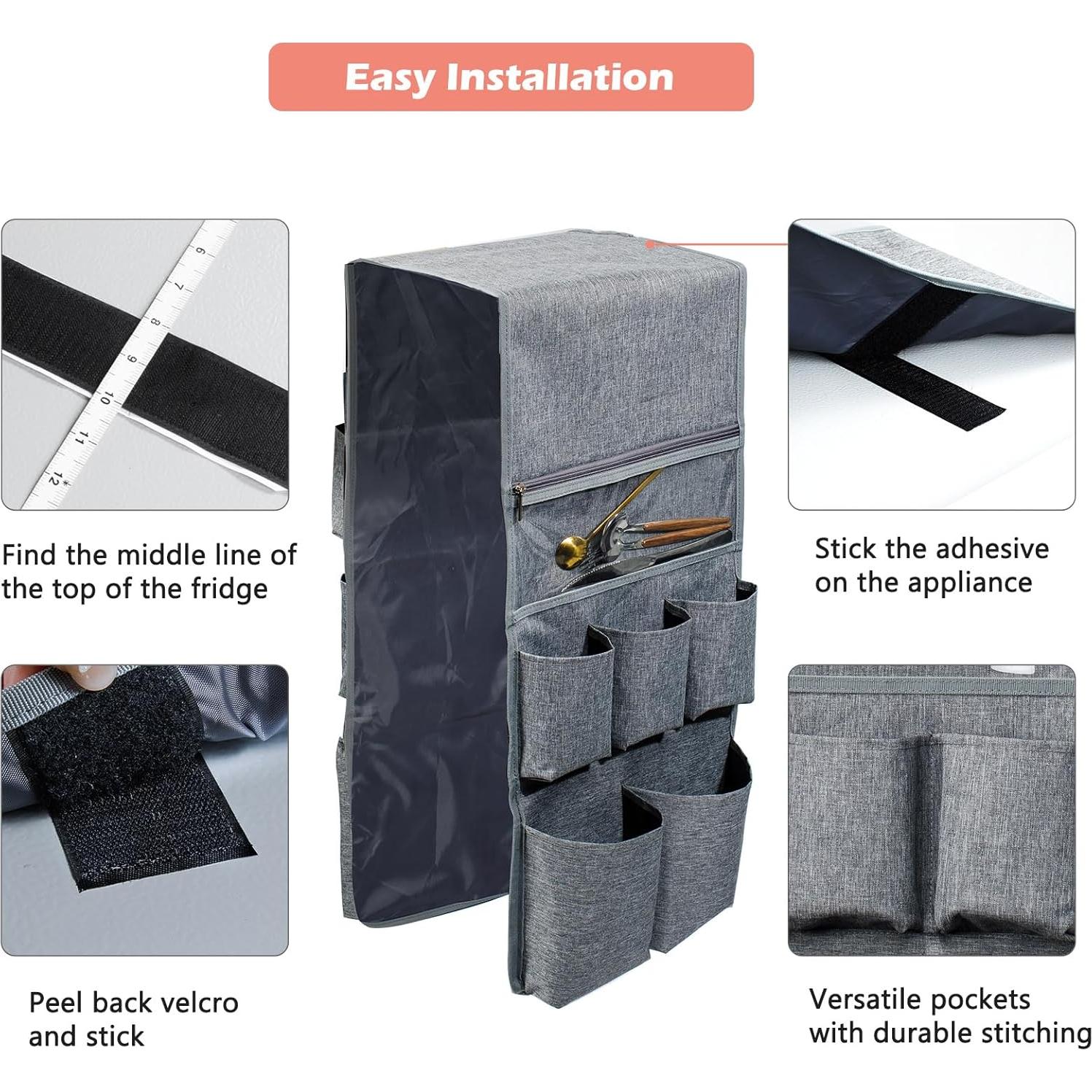 Organizador de Caddy para Refrigerador FRECOLSH 12 Bolsillos Gris