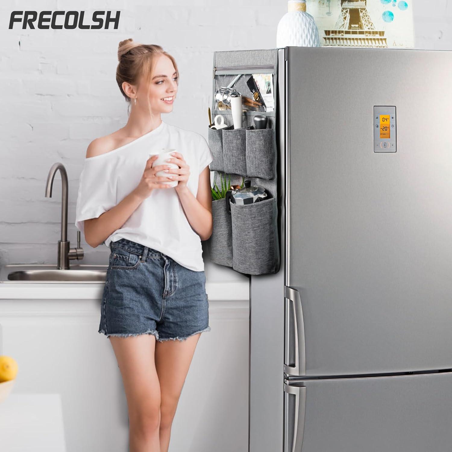 Organizador de Caddy para Refrigerador FRECOLSH 12 Bolsillos Gris