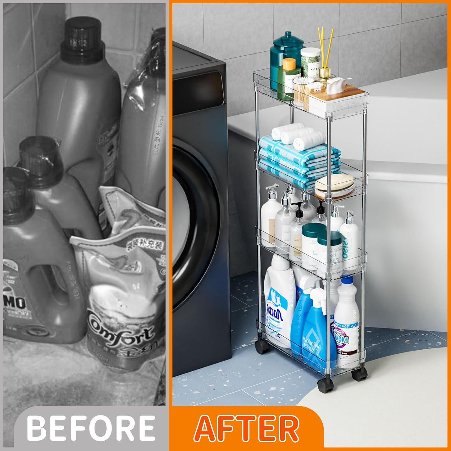 Carro de Almacenamiento Rodante Yieach 4 Niveles 16 cm Ancho