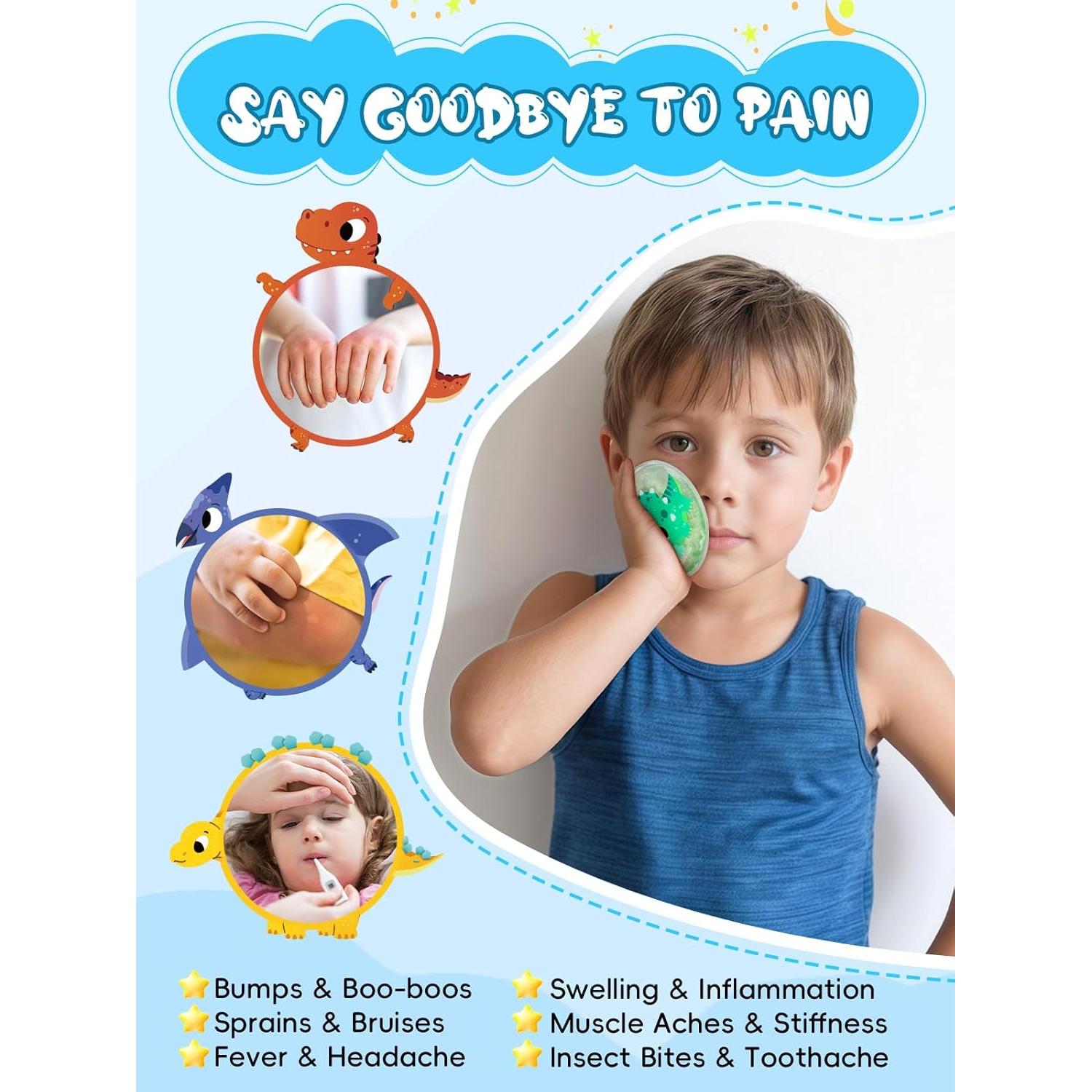 Paquetes de Hielo Reutilizables para Niños Dinosaurio - 6 Pcs